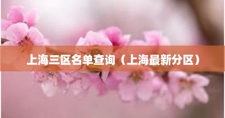 上海三区划分名单查询静安（上海三区最新名单）