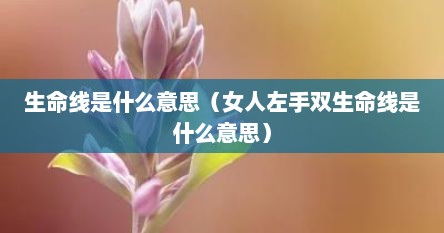 生命线是什么意思（女人左手双生命线是什么意思）