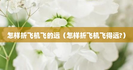 怎样折飞机飞得远视频（如何折飞机飞得远）