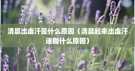 清晨出虚汗是什么原因（清晨起来出虚汗迷糊什么原因）