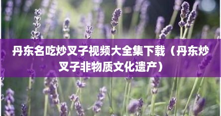 丹东名吃炒叉子视频大全集下载（丹东炒叉子非物质文化遗产）