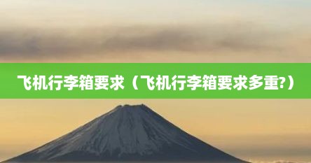 飞机行李箱要求（飞机行李箱要求多重?）