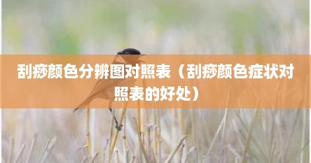 刮痧颜色分辨图对照表（刮痧颜色症状对照表的好处）