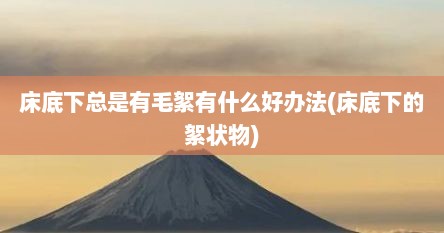 床底下总是有毛絮有什么好办法(床底下的絮状物)