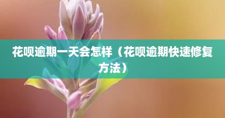 花呗逾期一天会怎样（花呗逾期快速修复方法）