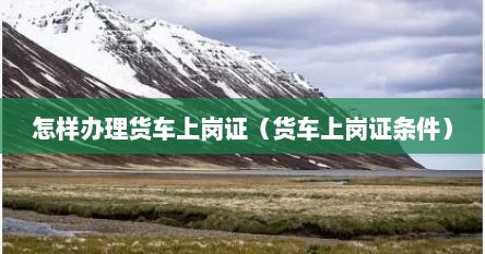 怎样办理货车上岗证（货车上岗证条件）