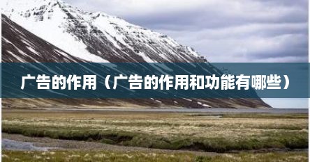 广告的作用与特点（广告的作用可真大）