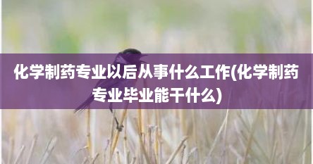 化学制药专业以后从事什么工作(化学制药专业毕业能干什么)