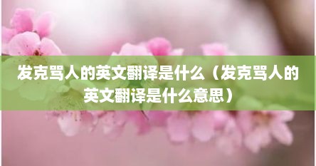发克骂人的英文翻译是什么(发克骂人的英文翻译是什么意思) 发克骂人的英文翻译是什么(发克骂人的英文翻译是什么意思)