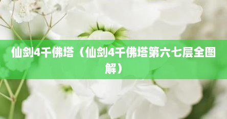 仙剑4千佛塔（仙剑4千佛塔第六七层全图解）