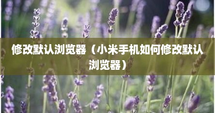 修改默认浏览器（小米手机如何修改默认浏览器）