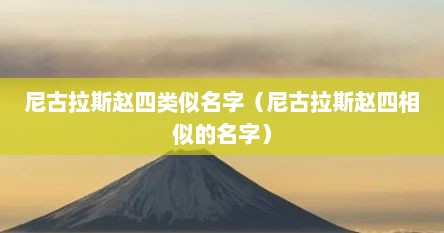 尼古拉斯赵四类似名字（尼古拉斯赵四相似的名字）