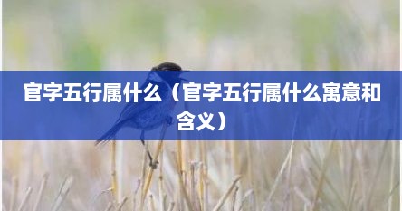 官字五行属什么（官字五行属什么寓意和含义）