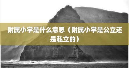 附属小学是什么意思（附属小学是公立还是私立的）