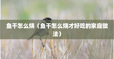 鱼干怎么烧（鱼干怎么烧才好吃的家庭做法）