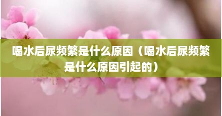 喝水后尿频繁是什么原因（喝水后尿频繁是什么原因引起的）