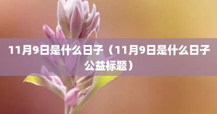 11月9日是什么日子(11月9日是什么日子公益标题) 11月9日是什么日子(11月9日是什么日子公益标题)