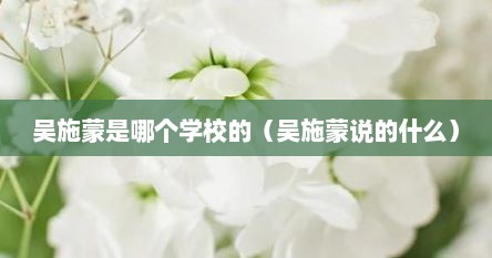 吴施蒙是哪个学校的（吴施蒙说的什么）