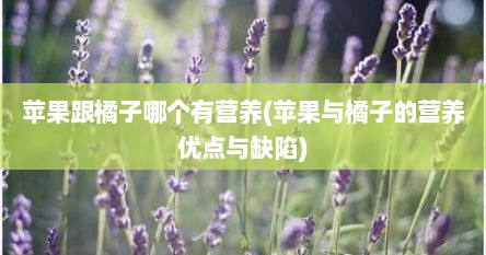 苹果跟橘子哪个有营养(苹果与橘子的营养优点与缺陷)