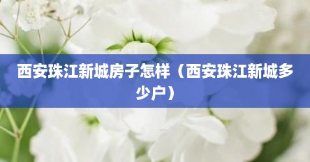 西安珠江新城房子怎样（西安珠江新城多少户）