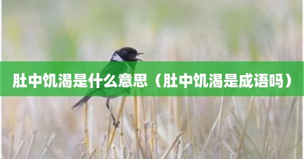 肚中饥渴是什么意思（肚中饥渴是成语吗）