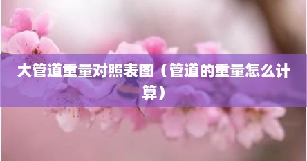 大管道重量对照表图（管道的重量怎么计算）