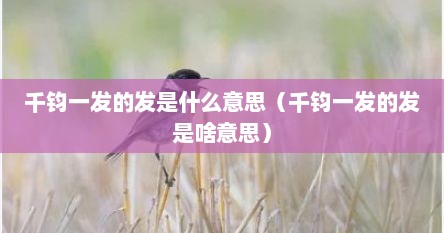 千钧一发的发是什么意思（千钧一发的发是啥意思）