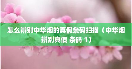 怎么辨别中华烟的真假条码扫描（中华烟辨别真假 条码 1）