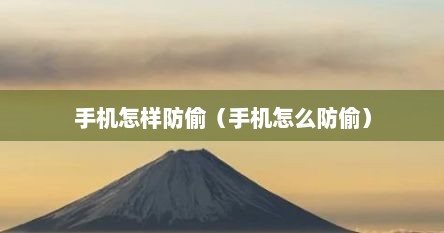 手机怎样防偷（手机怎么防偷）