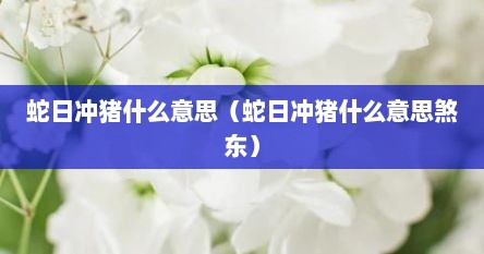 蛇日冲猪什么意思（蛇日冲猪什么意思煞东）