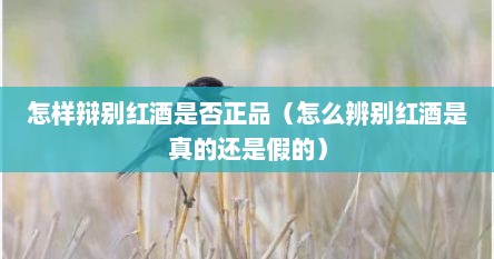 怎样辩别红酒是否正品（怎么辨别红酒是真的还是假的）