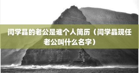 闫学晶的老公是谁个人简历（闫学晶现任老公叫什么名字）