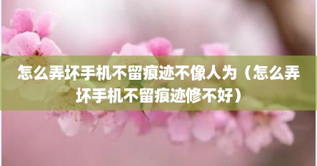 怎么弄坏手机不留痕迹不像人为（怎么弄坏手机不留痕迹修不好）