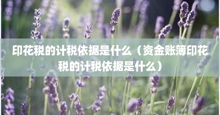 印花税的计税依据是什么（资金账簿印花税的计税依据是什么）