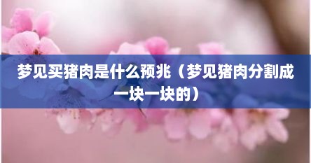 梦见买猪肉是什么预兆（梦见猪肉分割成一块一块的）