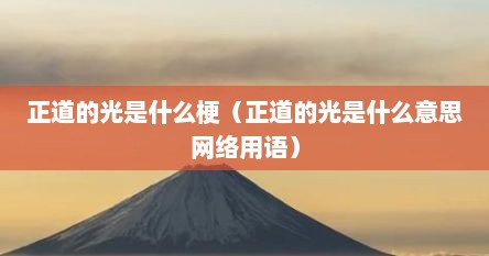 正道的光是什么梗（正道的光是什么意思网络用语）