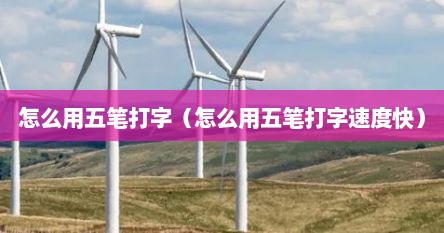 怎么用五笔打字（怎么用五笔打字速度快）
