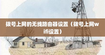 拨号上网的无线路由器设置（拨号上网wifi设置）