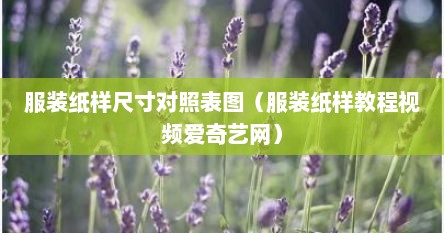 服装纸样尺寸对照表图（服装纸样教程视频爱奇艺网）