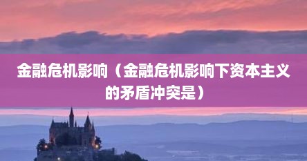 金融危机影响（金融危机影响下资本主义的矛盾冲突是）