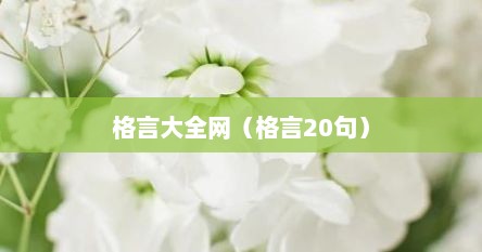 格言大全网（格言20句）