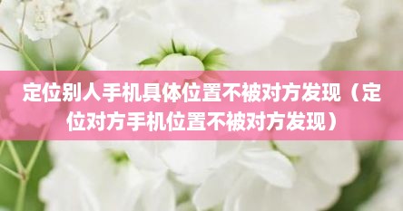 定位别人手机具体位置不被对方发现（定位对方手机位置不被对方发现）