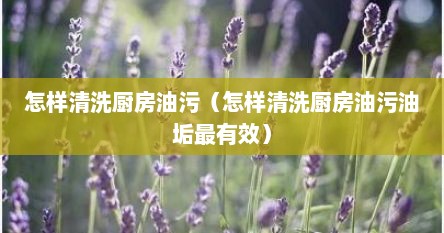 怎样清洗厨房油污（怎样清洗厨房油污油垢最有效）
