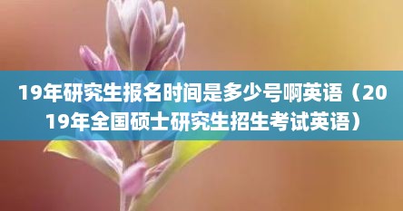 19年研究生报名时间是多少号啊英语（2019年全国硕士研究生招生考试英语）