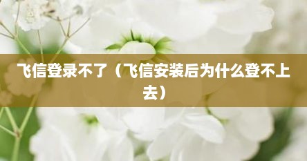 飞信登录不了（飞信安装后为什么登不上去）
