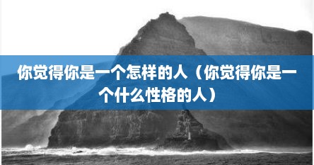 你觉得你是一个怎样的人（你觉得你是一个什么性格的人）