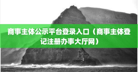 商事主体公示平台登录入口（商事主体登记注册办事大厅网）