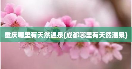 重庆哪里有天然温泉(成都哪里有天然温泉)