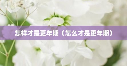 怎样才是更年期（怎么才是更年期）