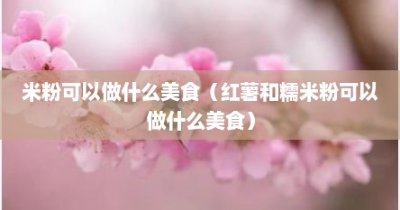 米粉可以做什么美食（红薯和糯米粉可以做什么美食）